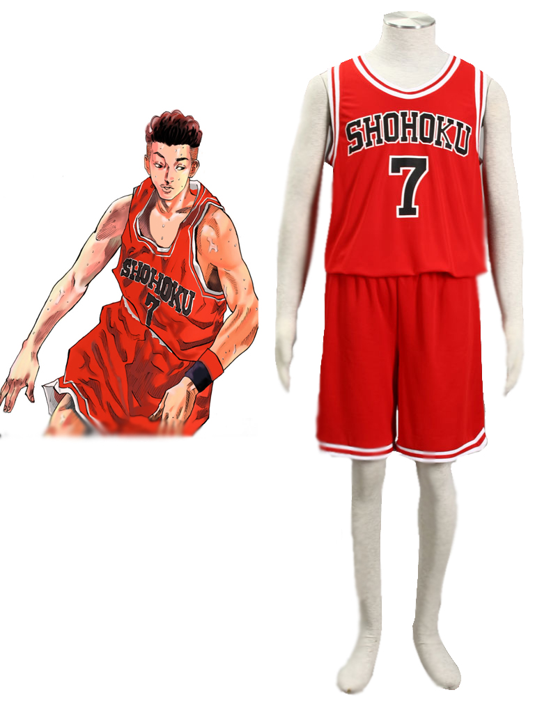 Slam Dunk Ryota Miyagi The Shohoku High School basketball team Uniform Red Number 7 Cosplay Costume
